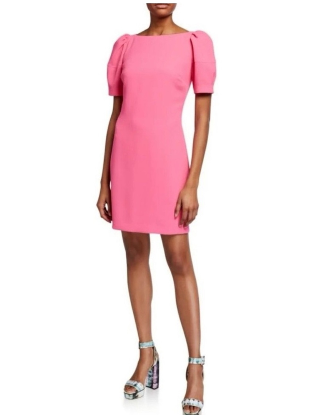 Trina Turk Bloom Pink Puff-Sleeve Shift Dress Size 4